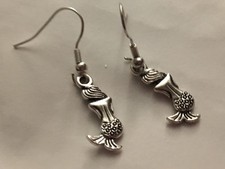 Mermaid Back Sitting Charm Earrings Silver 3D Fish Sea Ocean Marine Nautical