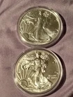 Lot of (2) American Silver Eagle Dollars 2017 & 2025 Capsuled Coins BU ASE 🇺🇸