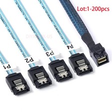 Lot Mini SAS SFF-8643 To 4 SATA 7pin Hard Disk 6Gbps Data Server Raid Cable 1M