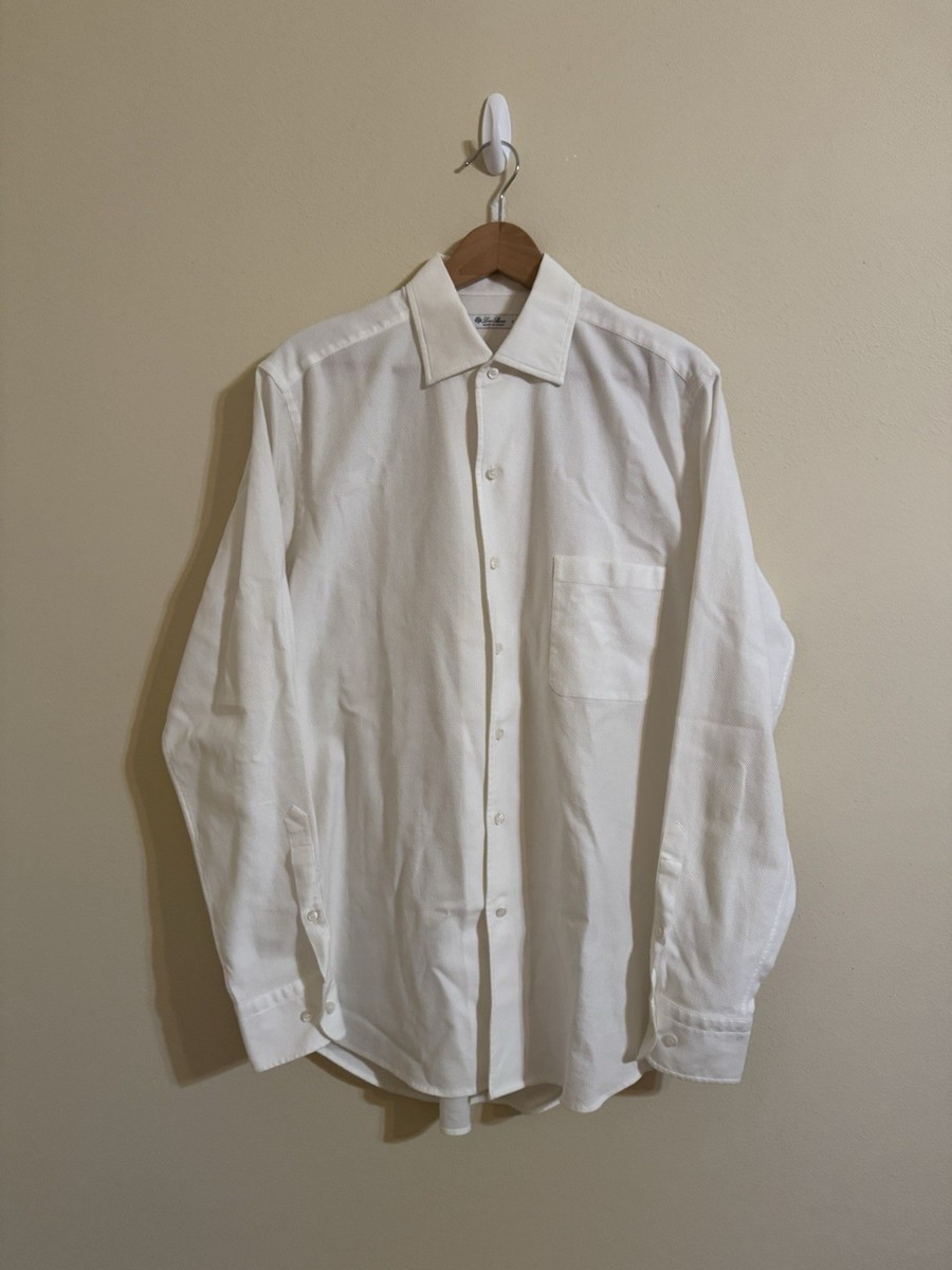 Loro Piana Andre Cotton Twill Button Up Shirt White Large | eBay