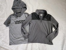 Lot Of 2 Under Armour HeatGear Shirt Boys Size YSM Color Gray