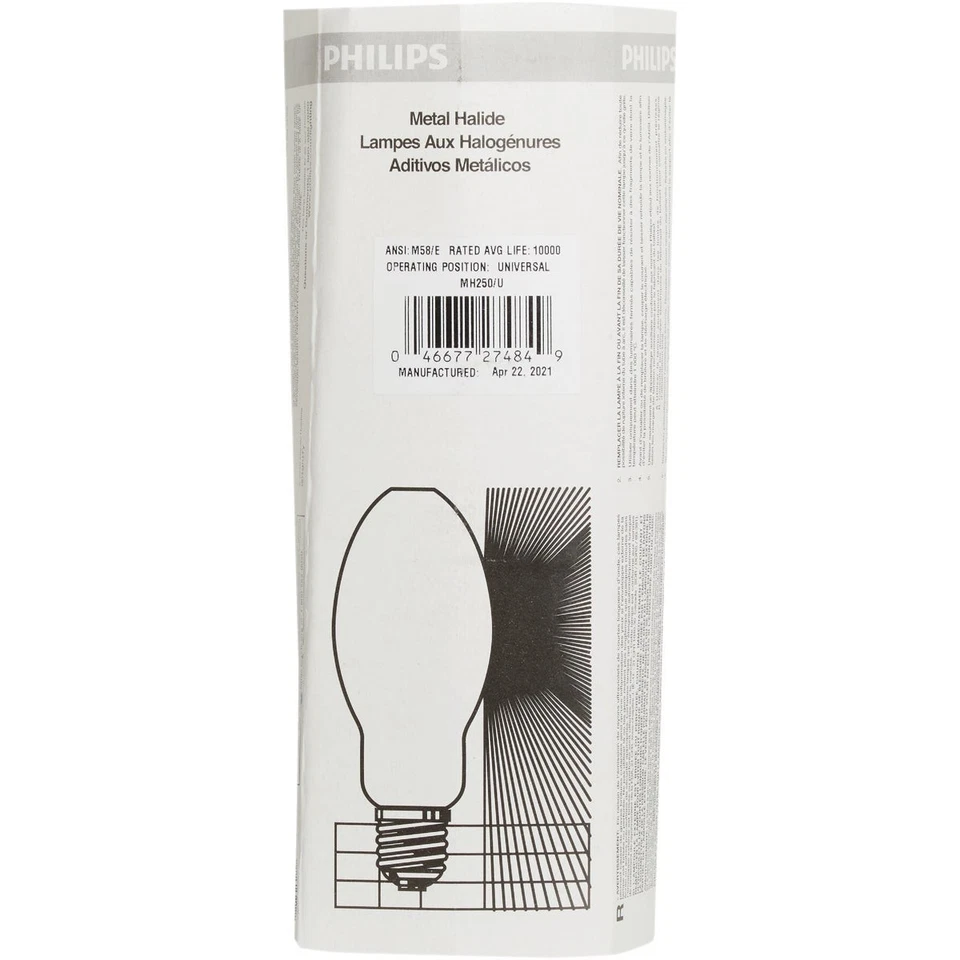 Philips 250W Clear ED28 Mogul Switch Start Metal Halide High-Intensity Light - Image 2 of 2