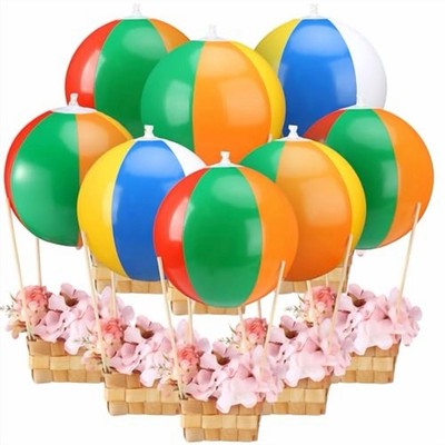 MiniInflat 8 Pcs Beach Ball Basket Centerpieces Pool Party Decorations Summer