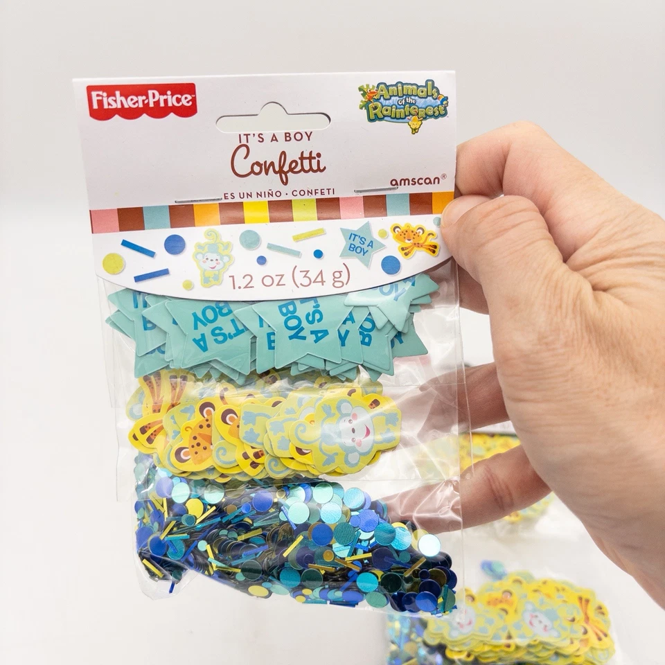 Fisher Price Baby Shower Party Supplies Jungle 1.2 oz. Boy Confetti Mix - Image 2 of 4