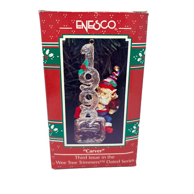 1992 Enesco Wee Tree Trimmers CARVER Christmas Ornament #3
