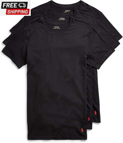 Men'S Ralph Lauren Slim Fit Wicking Crew Undershirts 3-Pack