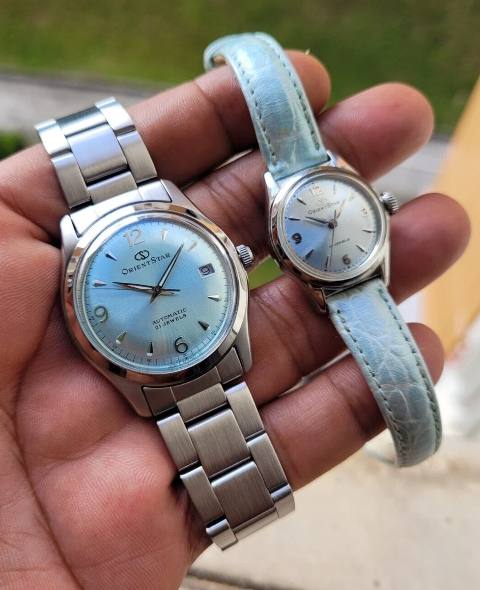 Orient Star Pair Tiffany Blue Explorer Dial Full Set 597302 (34mm) & WZ0021NV Orient Star Pair Tiffany Blue Explorer Dial Full Set 597302 (34mm) & WZ0021NV