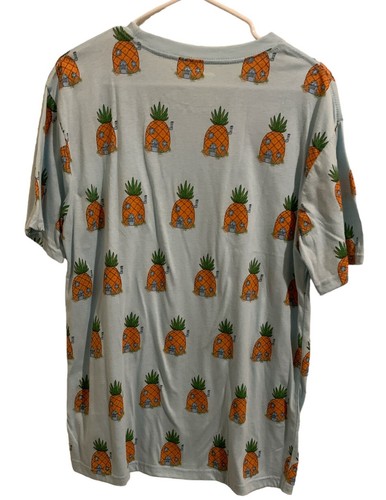 NICKELODEON SPONGE BOB SQUARE PANTS PINEAPPLE HOUSE PATTERN LARGE T-SHIRT - Picture 2 of 4