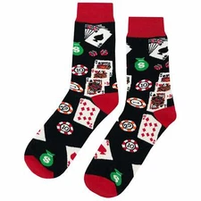 NWT Casino Fun Dress Socks Novelty Men 8-12 Multicolor Crazy Fun Sockfly