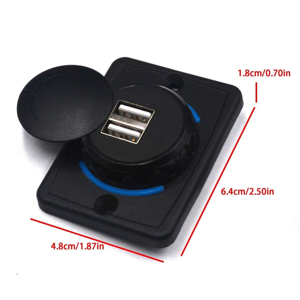 Usb Moto Impermeabile Presa Doppia USB Da Incasso Per Auto 5V 2x2,5A - Universale 12-24V, Caricabatterie Rapido, Nera, Garanzia 2 Anni Doppia USB 2.5A 5V - Foto 7