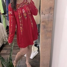 Umgee red floral boho dress size medium