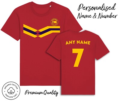 Spanien Streifen T-Shirt 2026 personalisiert Name & kein Erwachsene Kinder Baby, Fußball EM