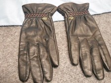 Vintage Women's Black ALL LEATHER DRIVING GLOVES SIZE M NEW 