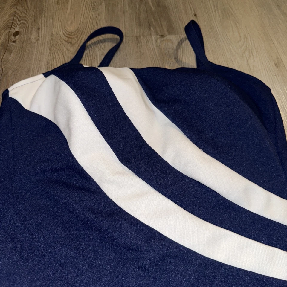 Traje de baño vintage Robby Len traje de baño 1 pieza blanco marino 22W EE. UU. 60’s 70’s NUEVO Foto 3 de 4