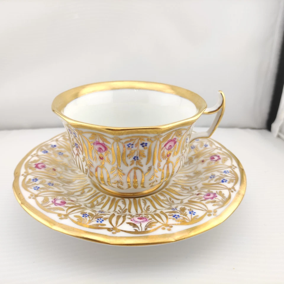 Antique KPM Berlin Hand Painted Gold Floral &White Tea Cup & Saucer Circa 1844s - Image 2 of 4