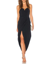 SHONA JOY $279 Black Strapless U Wire Bustier Maxi Sheath Dress Sz 8