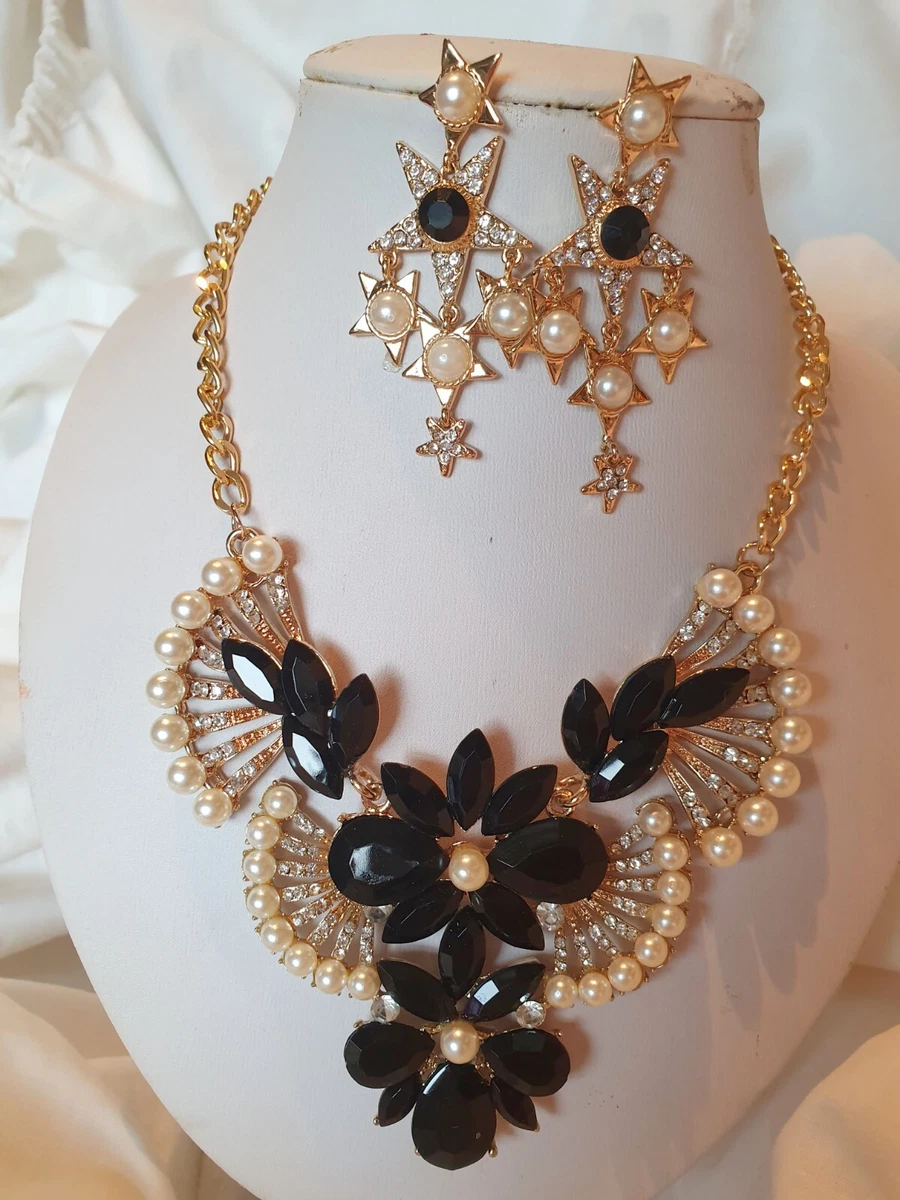 Diamante necklace and earrings cheap set