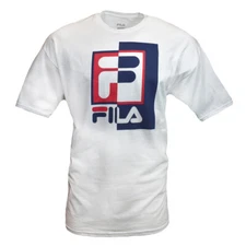 FILA Men's Rexton T-Shirt Retro Squared Logo Size Medium -large -Sporty Style