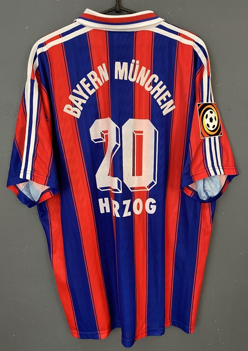 WORN MENS FC BAYERN MUNICH 1996/1997 HERZOG SOCCER FOOTBALL SHIRT