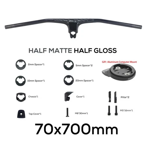 -20° Manillar Integrado de Fibra de Carbono Completa Bicicleta MTB 70/80/90/100mm*680-740mm - Imagen 9 de 44