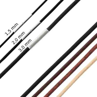Leder-Kette Halsband Halskette Lederband glatt Edelstahl Tunnel-Drehverschluss
