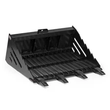 Titan Attachments Mini Skid Steer 3.5FT Skeleton Rock Bucket with Bolt-On Teeth