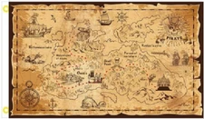 3X5 PIRATE TREASURE MAP GOLD TREASURE FLAG BANNER 100D W/ GROMMETS