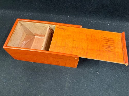 VINTAGE DOVETAIL WOOD CHESS PIECES STORAGE BOX ONLY, MADE IN FRANCE, 8"X4"X3.25"