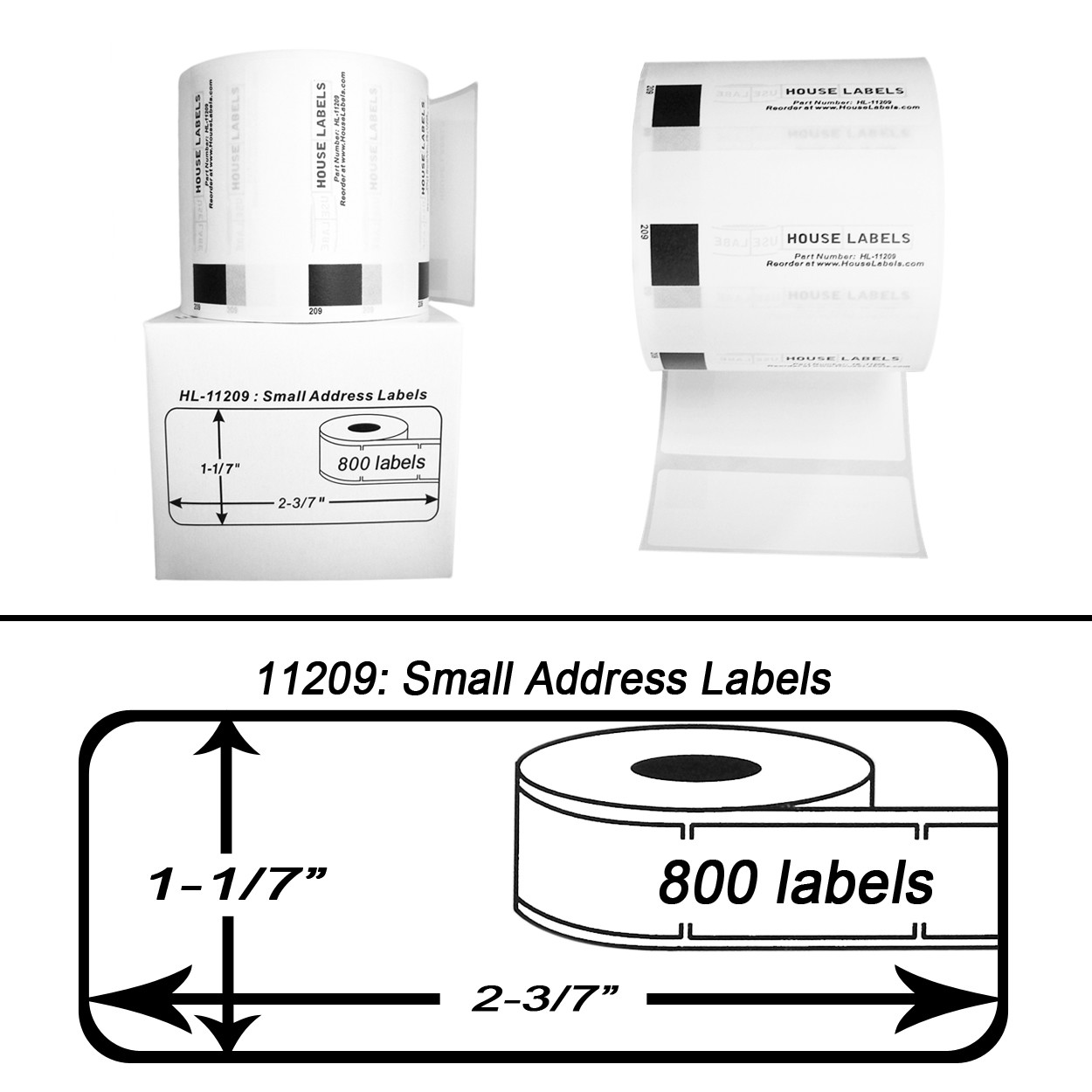 NonOEM Fits BROTHER DK1209 Labels (100) Rolls of 800 + (1) REUSABLE