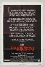 Vintage 1976 Original The Omen Folded Movie Poster 41" 27" Gregory Peck 1 Sheet