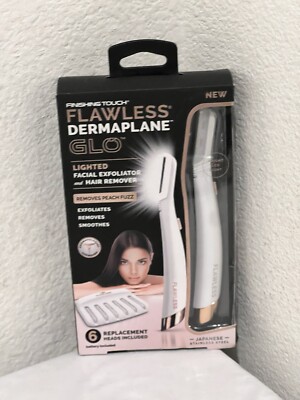 Finishing Touch Flowless Dermaplane GLO Remove Peach Fuzz With 6 Replacement New