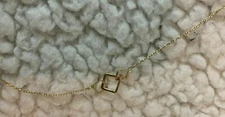 Charming Charlie Gold Tone interlocking side squares Necklace 14 Inch dainty NWT