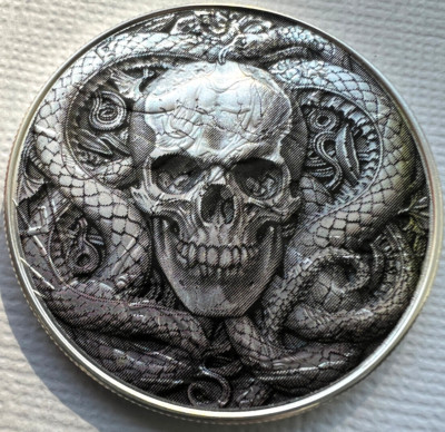 Skull and Snake - American Silver Eagle 1oz .999 Silver Dollar Limited Ed. Coin