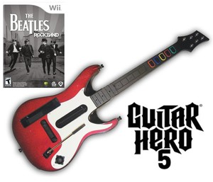 Neuf Nintendo Wii Guitar Hero 5 Sans Fil Guitare Beatles Rock Band Jeu Bundle Ebay