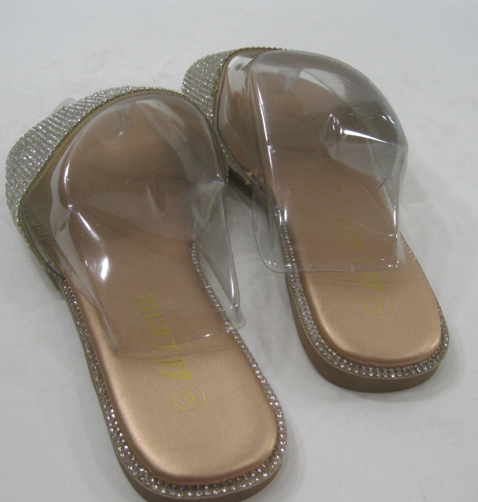 PANTOFOLA D’ORO Sandali slip on NUOVI DD LUCITA ORO ARGENTO PUNTA APERTA da donna taglia 6