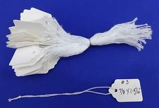 100 Blank White Strung Merchandise Price Tags #3 Retail Supplies