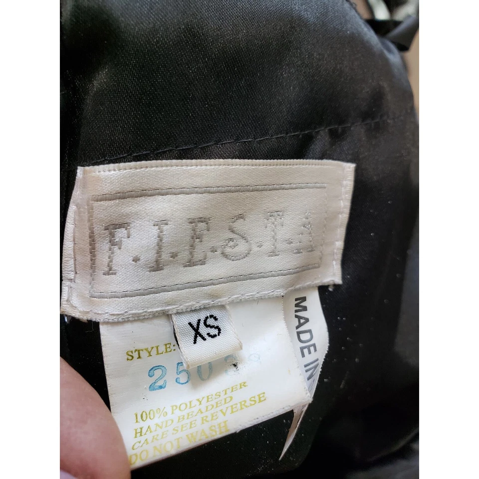 Fiesta 舞会礼服女式 XS 黑色水钻涤纶串珠露肩 — 第 3/4 张图片