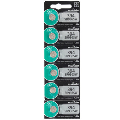 6 Murata 394 SR936SW Siver Oxide 0% MERCURY Batteries, Replaces Sony