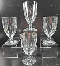 4 Fostoria Heraldry Iced Tea Glass Set Vintage Elegant Cut Etch Stemware MCM Lot