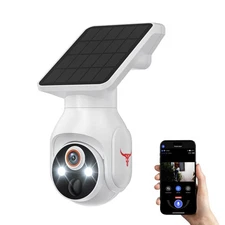 1080p WiFi Outdoor Security Camera with Solar Panel, Battery Powered, AI Moti...