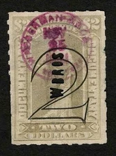 US Revenue 1900 R185 Documentary $2 Gray Open Numeral Tax Stamp M Bros Cancel