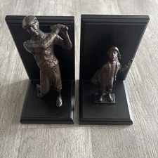 VTG Thomasville Bronze Golfer & Caddy Bookends. See Pics