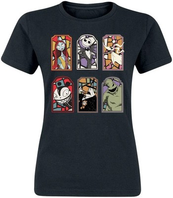 The Nightmare Before Christmas T-Shirt Damen Stained Glass Characters schwarz