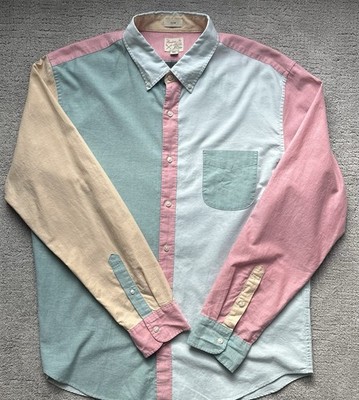  J Crew Re-Imagined Broken-In Men s Oxford Button Down Shirt Large Colorblock