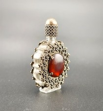 Feiner Parf&uuml;m Flakon - Glas mit Silber Montur Vintage - Antik