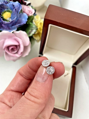 WUNDERSCHÖNE MODERNIST 925 MASSIV STERLINGSILBER KLARER STEIN OHRSTECKER OHRSTECKER
