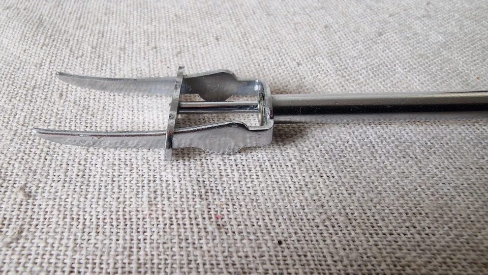 Vintage Mechanical Spring Loaded Chrome Plated Pickle Fork  german engineered  - Image 3 of 4