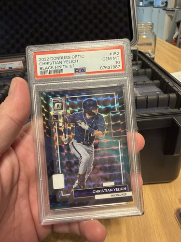 Panini 2022 Donruss Optic Christian Yelich #152 Black Finite Prizm 1/1 PSA 10