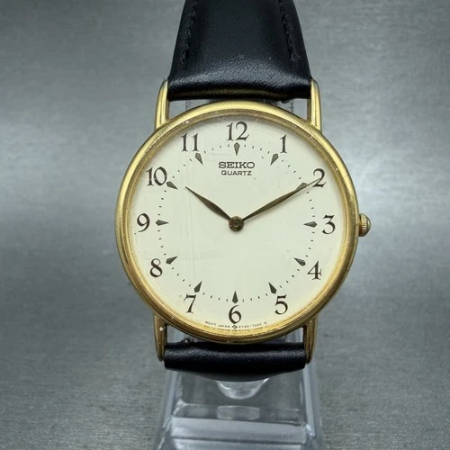 Seiko Watch Men 31mm White Dial Gold Tone Round Vintage 5y30-7009 New Battery