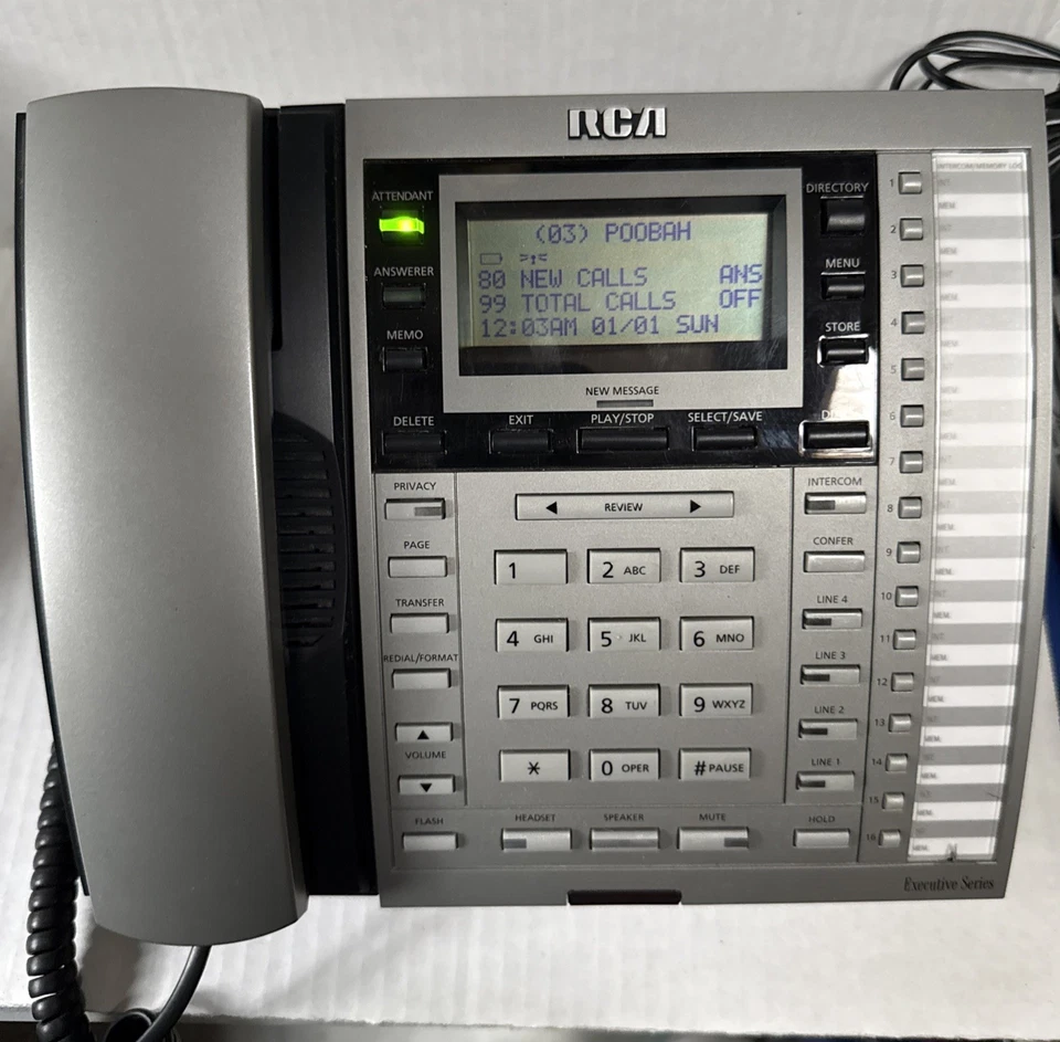 Lot 3 RCA 25414RE3-A 4-Line Corded Executive Series Phone System w/ Answering - Image 3 of 4